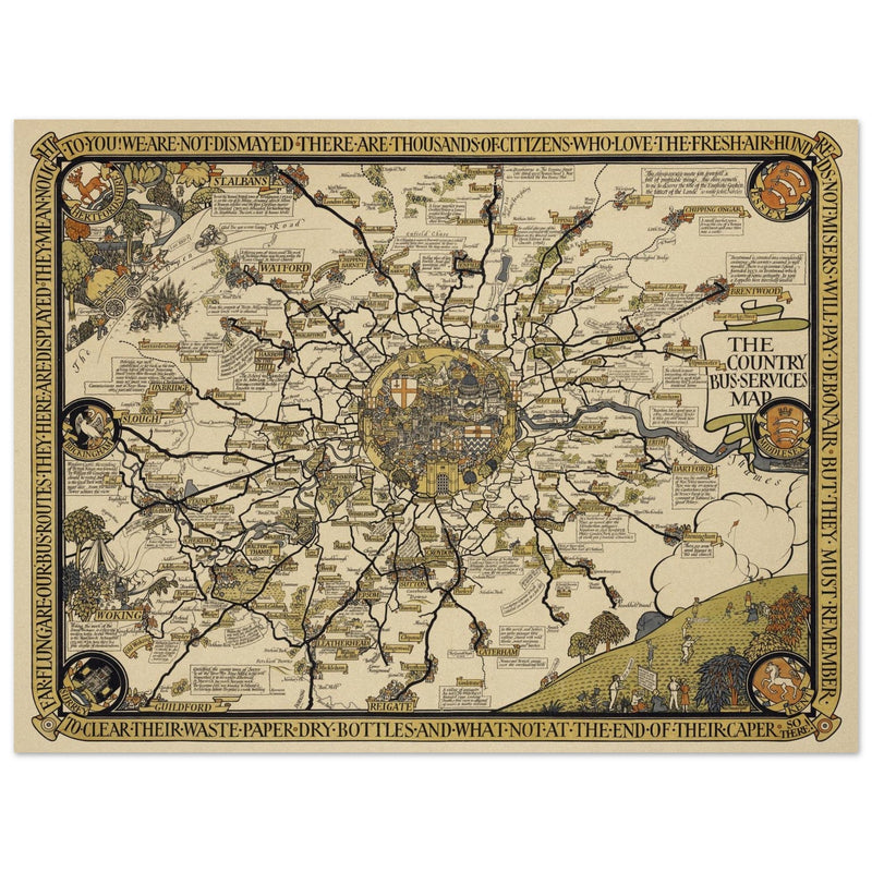 London vintage city map poster  from 1928 by Leslie Mc Donald.