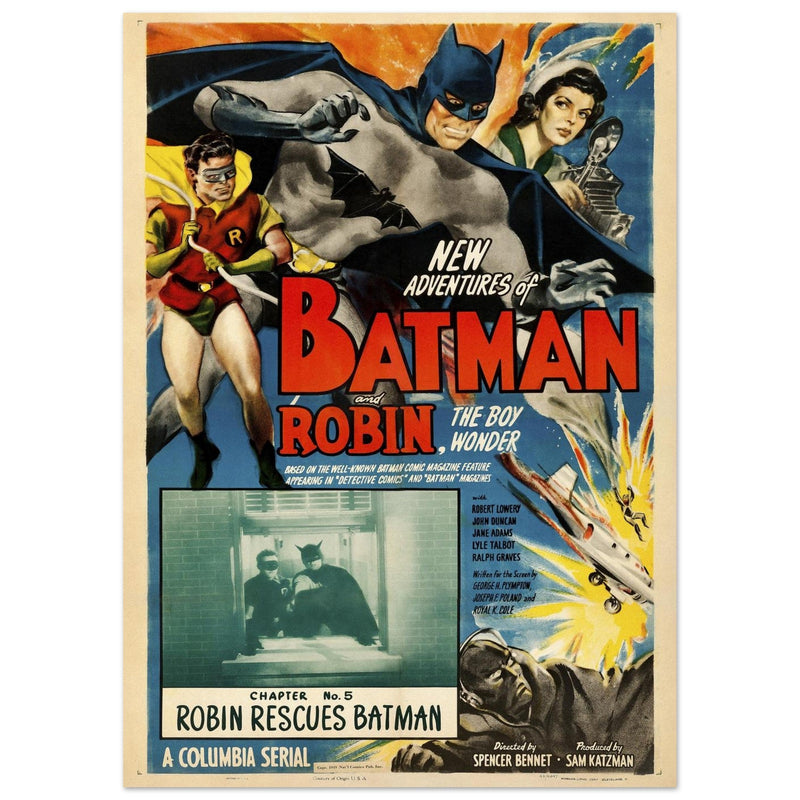 The New Adventures of Batman and Robin vintage movie poster  1949.