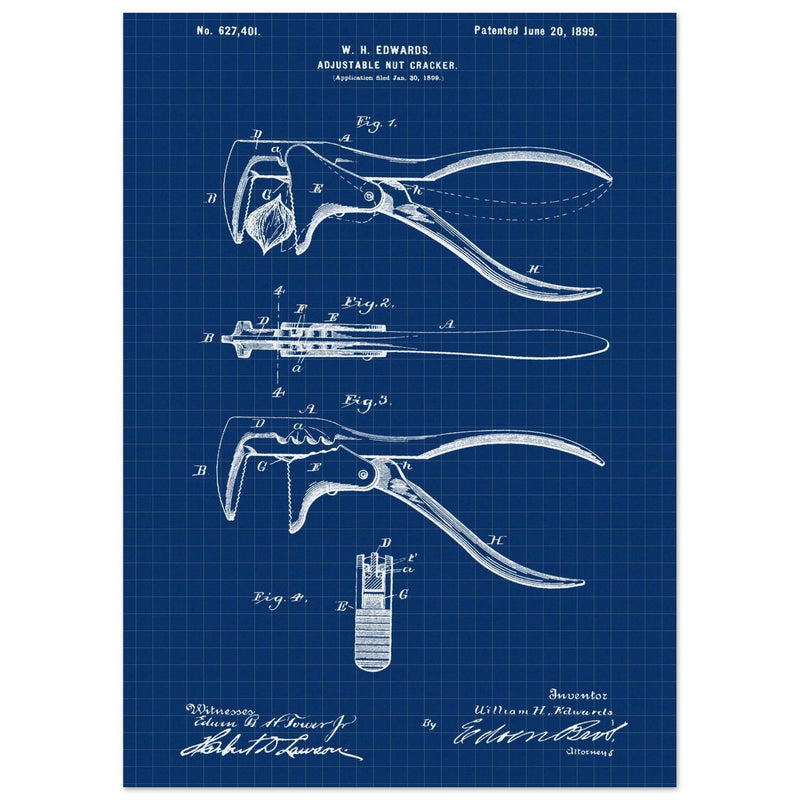 Vintage Adjustable Nut Cracker patent by William H. Edwards.