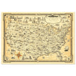 United States of America vintage map by Ernest Dudley Chase celebrating landmarks and national symbols of identity.