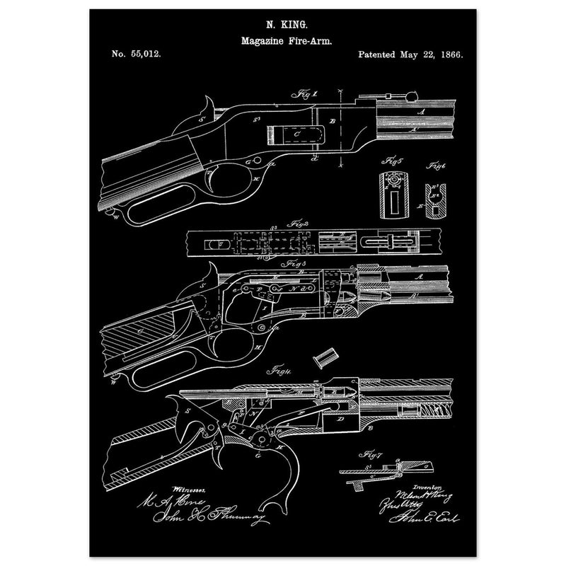 Magazine Fire arm patent 55012 by N kinf.