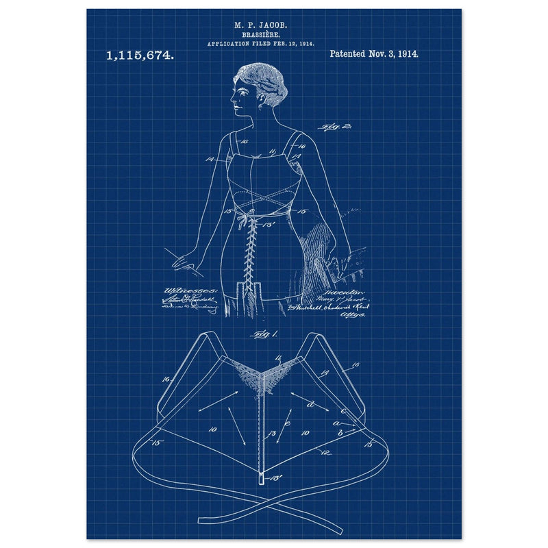 Brassiere patent drawing by M P Jacob.