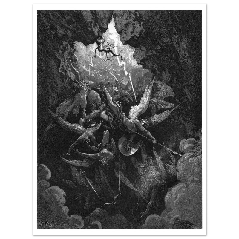 Gustave Dore Paradise Lost engraving . Satan and his fallen angels