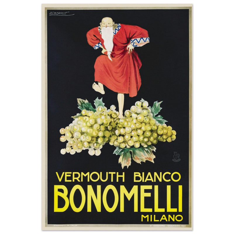 White Vermouth aperitif drink Bonomelli vintage advertising. Fine art  poster by Luciano Achille Mauzan 1932