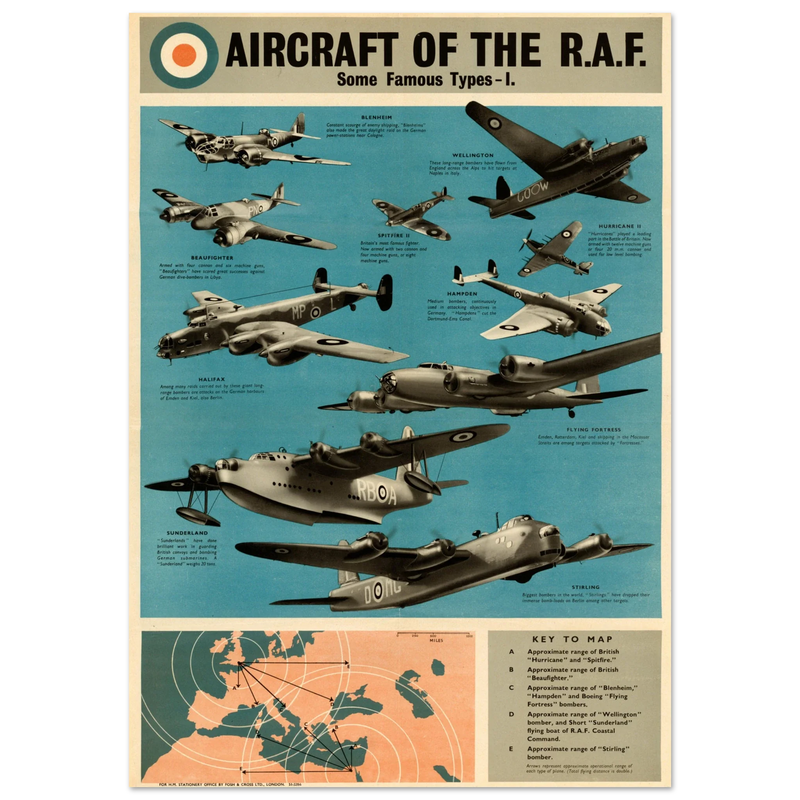 Aircraft of the R.A.F I Warplanes of the British Air Force II World War poster