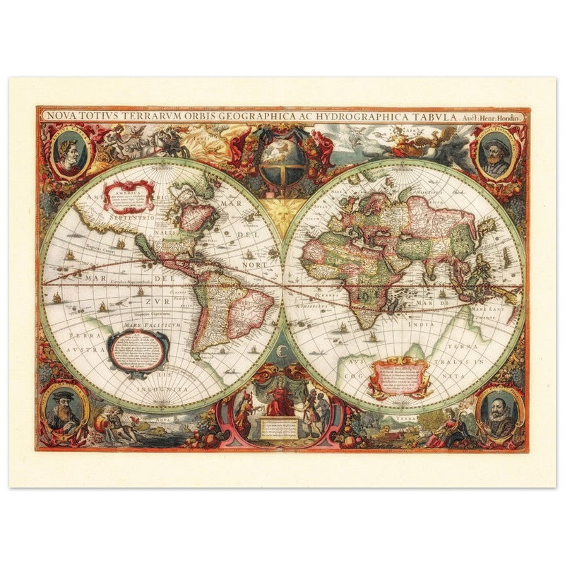 Ancient old world map by Hendrik Hondius