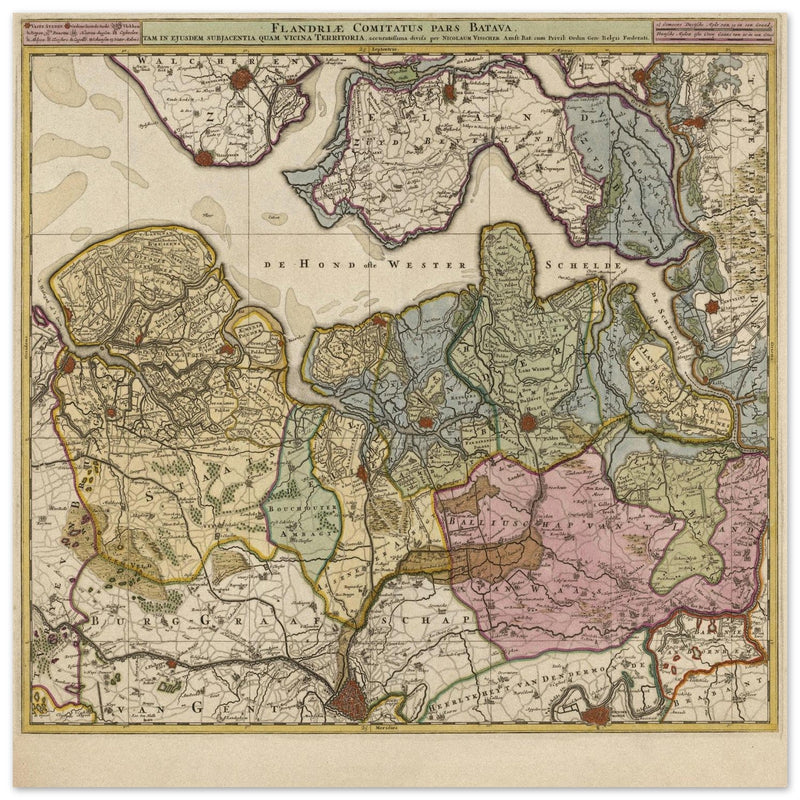 Flanders ( Flandriae ) ancient map by Nicolaes Visscher .