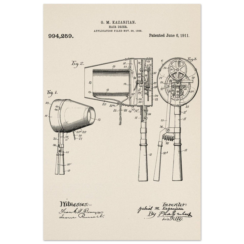 Hair Drier patent drawing by G M Kazanjian