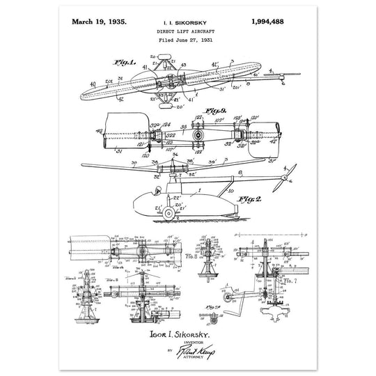 Direct Lift Aircraft patent by Sikorsky. Helicopter ancestor