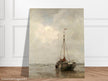 Jacob Maris old marine painting Bluff-bowed Fishing Boat on the Beach at Scheveningen.