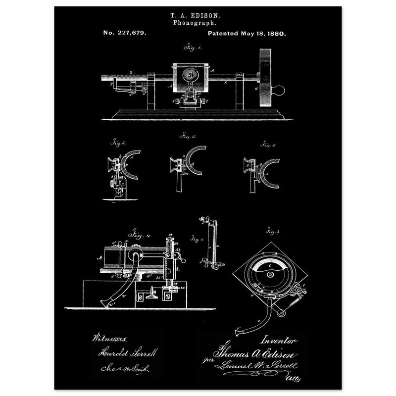 The Phonograph patentby Thomas Alva Edison. Patent 227679
