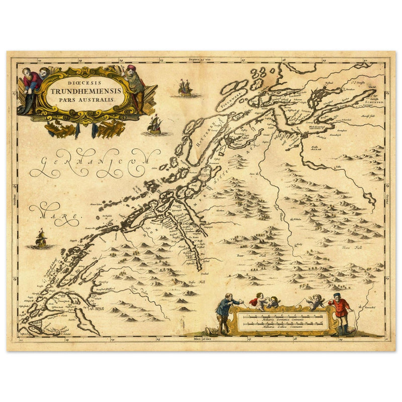 Ancient map of Norway published in the XVII Century by Jan Jansson