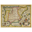 Ancient Spain and Portugal map. Iberian Peninsula cartography by Henricus Hondius.