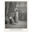 Gustave Dore The Bible engraving print . Jesus raising up the daughter of Jairus miracle .
