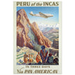 Peru of the Incas vintage travel poster . Pan American Airways travel print