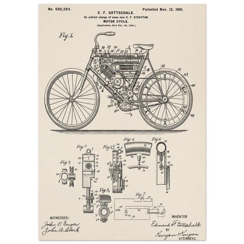 Motorcycle old patent 686284 by Gottschalk