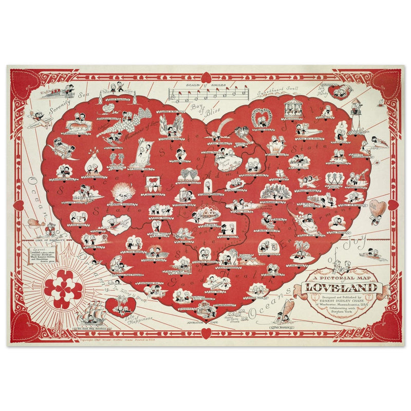 A Pictorial Map of Loveland by Ernest Dudley Chase romantic illustrated map