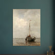 Jacob Maris old marine painting Bluff-bowed Fishing Boat on the Beach at Scheveningen.