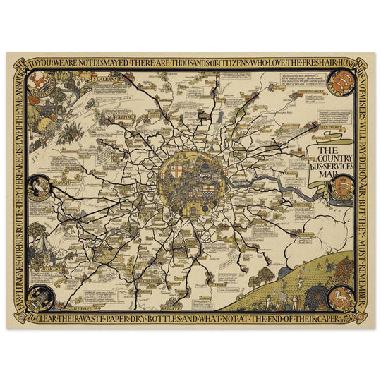 London vintage city map poster  from 1928 by Leslie Mc Donald.