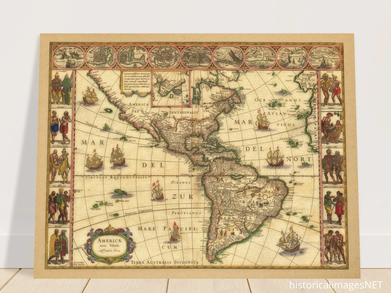 Old map of America. Americae Nova Tabula by Willem Blaeu