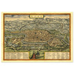 Rome Italy antique vintage city map. 1572 ancient map of the italian capital by Georg Braun and  Frans Hogenberg.