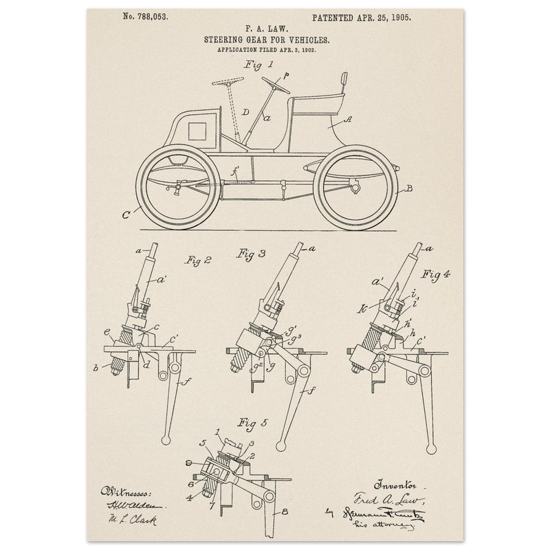 Steering Gear for vehicles patent illustration.