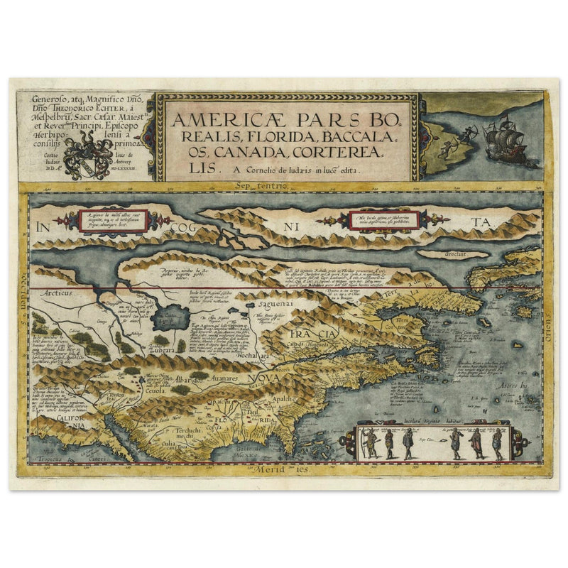 Map of North America by Cornelis de Jode.