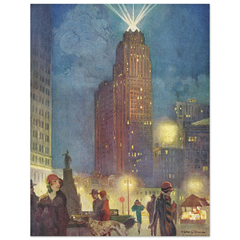 Modern city by Walter L . Green. A vintage illustration printed on Fine Art paper