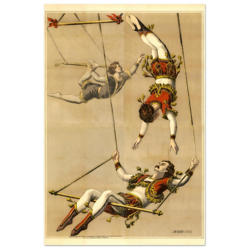 Vintage old circus acrobats poster.