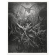 Gustave Dore  Paradise Lost engraving . Dawnfall of Satan with his fallen angels driven out from Heaven .