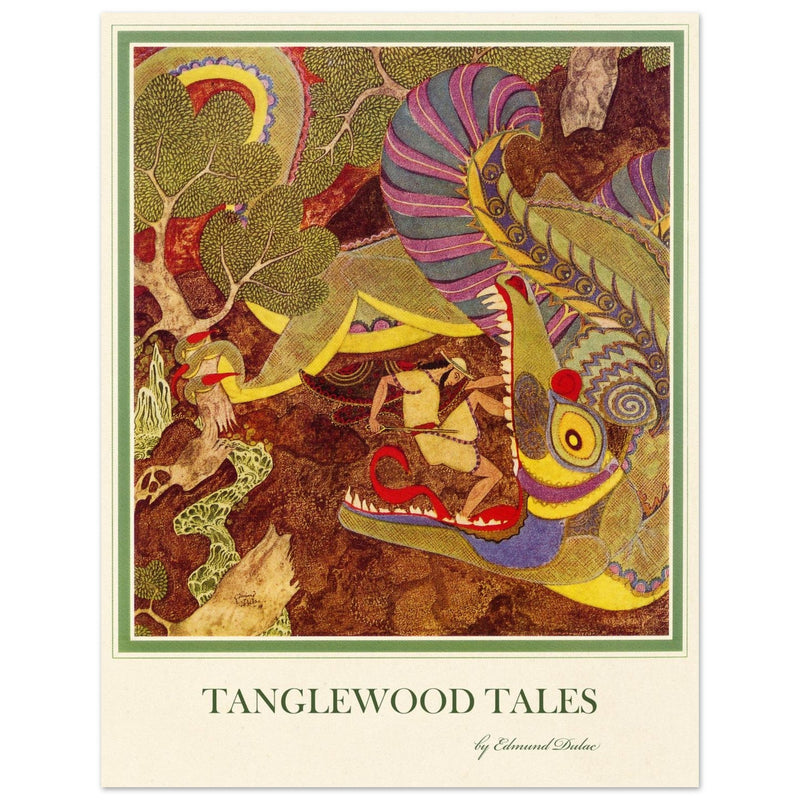 Edmund Dulac Tanglewood Tales illustration . The Dragon's Teeth Jason confronts the beat tha guards  Golden Fleece