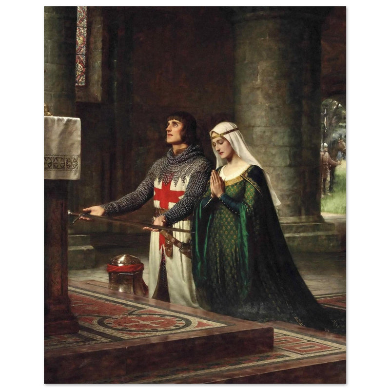 Edmund Blair Leighton painting The Dedication knight offering sword in church