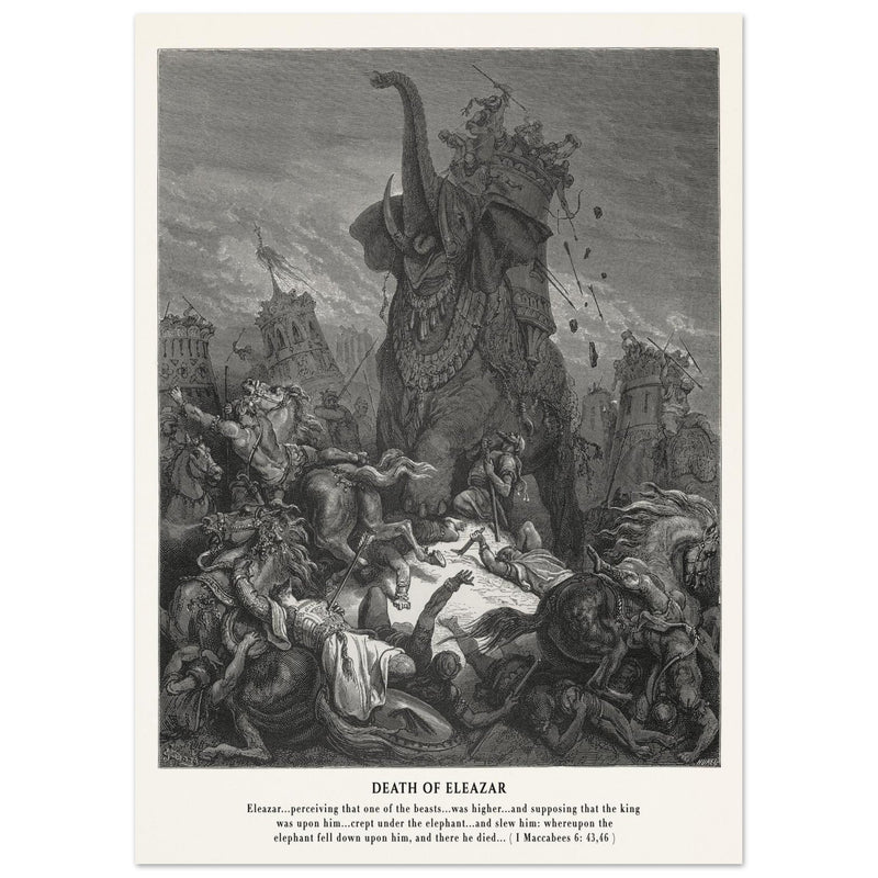 Gustave Dore The Bible engraving print . Death of Eleazar illustration .