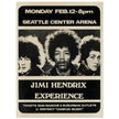 Jimi Hendrix concert poster of his performance at the Seattle Center Arena in 1968.