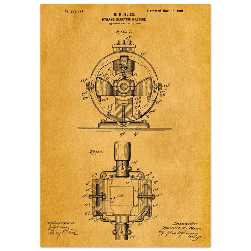 Dynamo electric machine patent by D M Bliss.