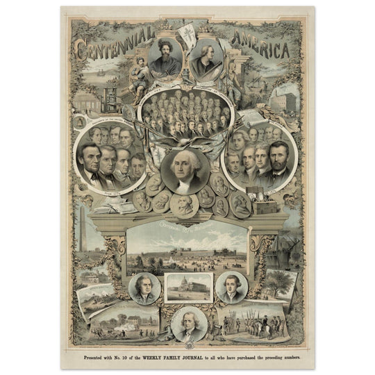Centennial America . decoration. Vintage poster