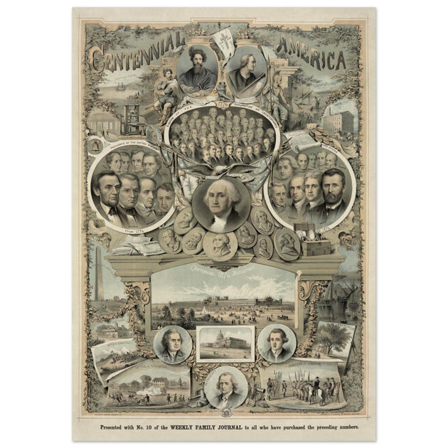 Centennial America . decoration. Vintage poster