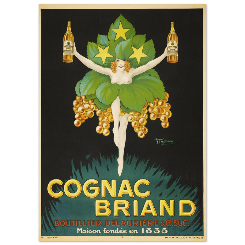 Cognac Briand vintage advertising poster  created in 1925 by M. Stephane.