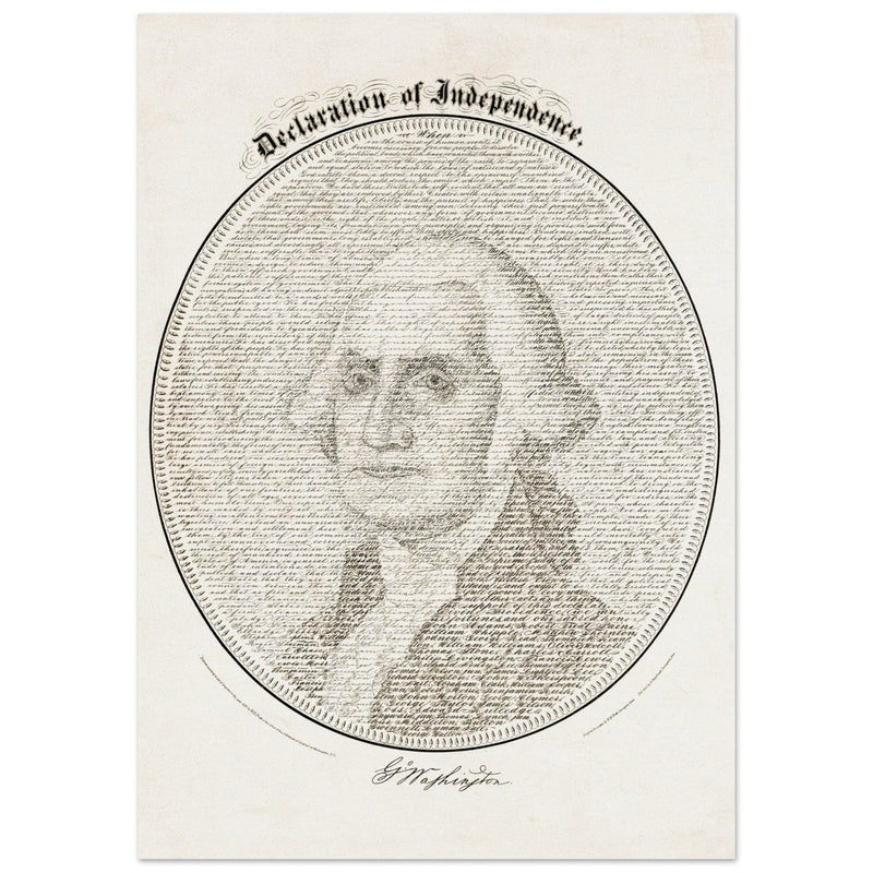 Declaration of Independence vintage print reproduction. George Washington president .
