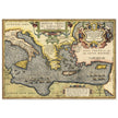 Ancient map of Europe and Asia tracing the sea route to Troy across the Mediterranean sea by Abraham Ortelius