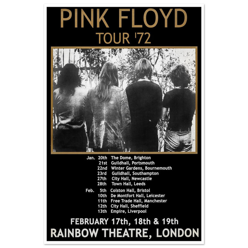 Pink Floyd music concert poster part of tour 72 Rainbow Theatre London.