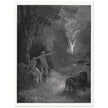 Gustave Dore Paradise Lost engraving . Adam and Eve and Archangel Raphael in eden.