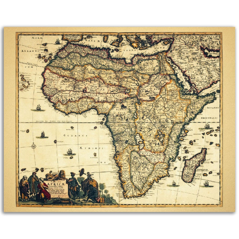 Africa vintage old map print. Reproduction of an ancient map of the african continent of 1680