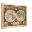 1660 Ancient old world map. Double hemisphere antique map reproduction.