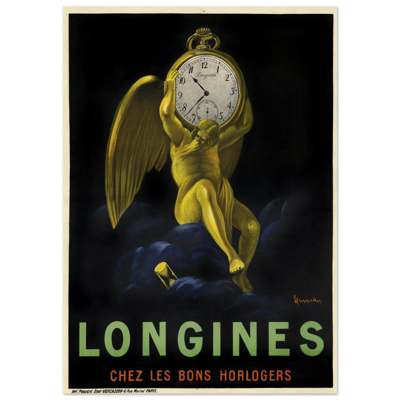 Longines pocket watch advertising vintage poster by Leonetto Cappiello.