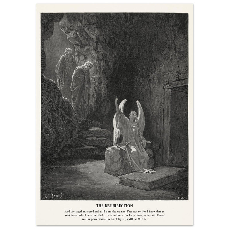 Gustave Dore The Bible engraving print . The Resurrection illustration .