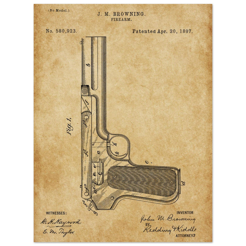 Firearm mechanism patent by John M. Browning.