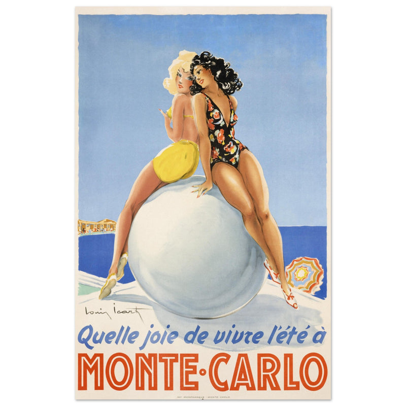 Louis Icart Monte Carlo vintage promotional poster . Historic