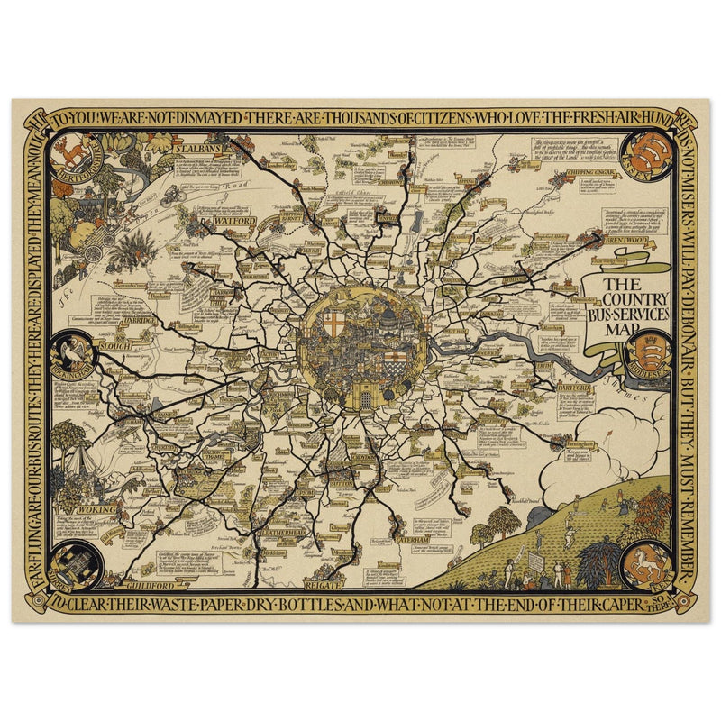 London vintage city map poster  from 1928 by Leslie Mc Donald.