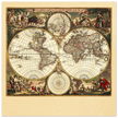 Antique world map. 1660 double-hemisphere world map titled Nova Orbis Tabula, in Lucem Edita by Frederik de Wit